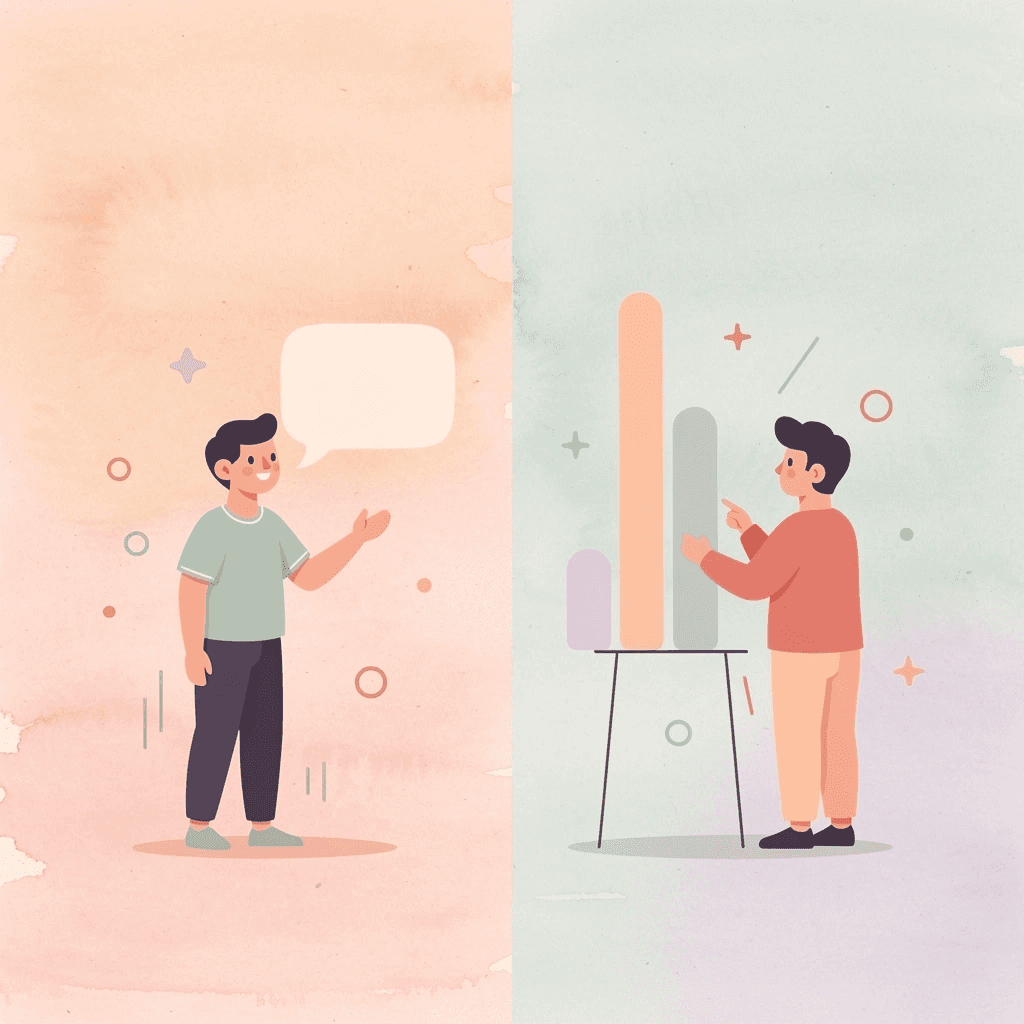 Split scene showing Arabic speakers from different regions using the same word differently