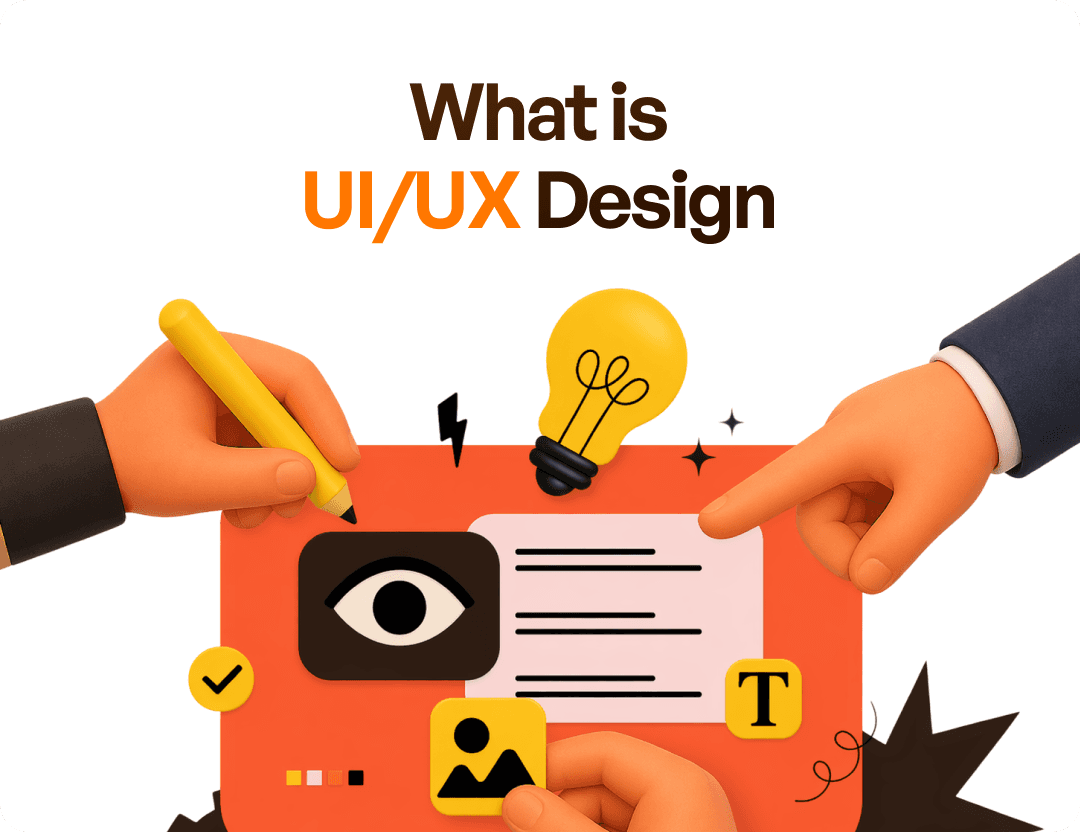 Three illustration hands designing screen