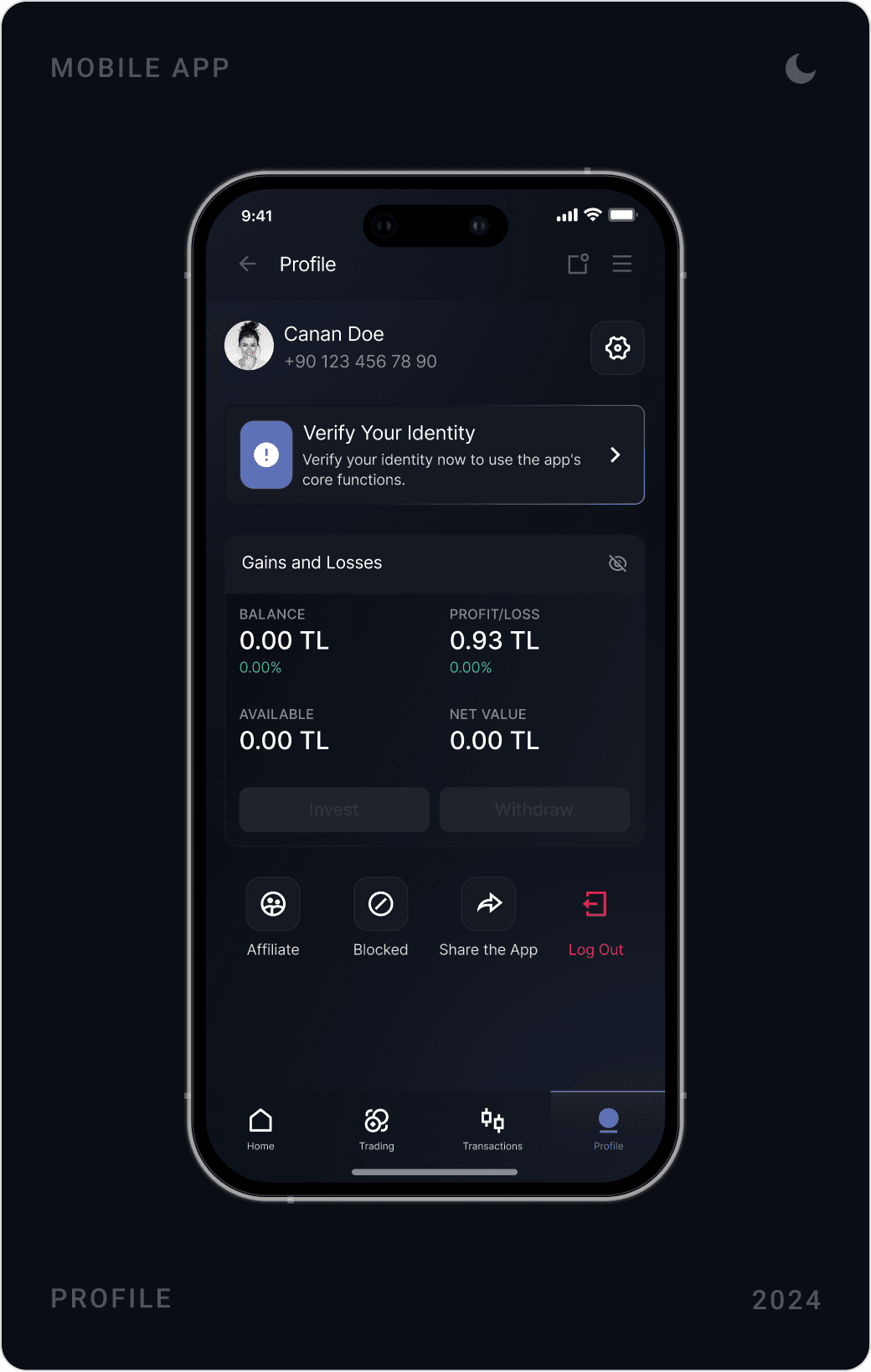 Modern User Profile Overview Interface Design