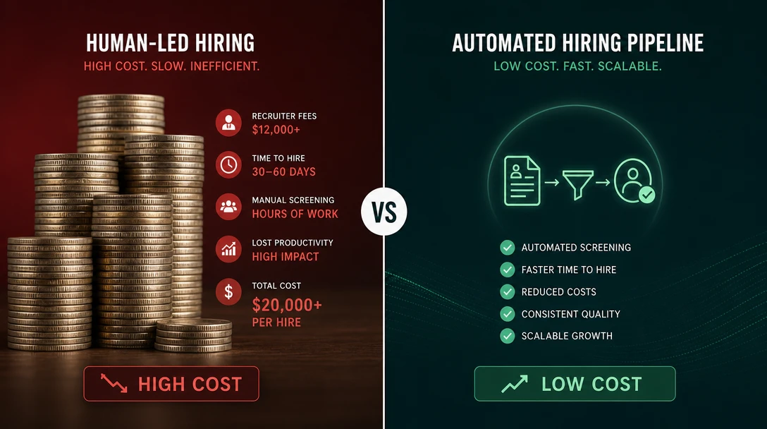 A cost-benefit comparison between hiring a content marketer and using an automated pipeline.