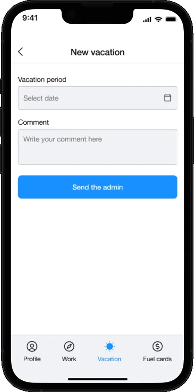 GTE driver new vacation request form