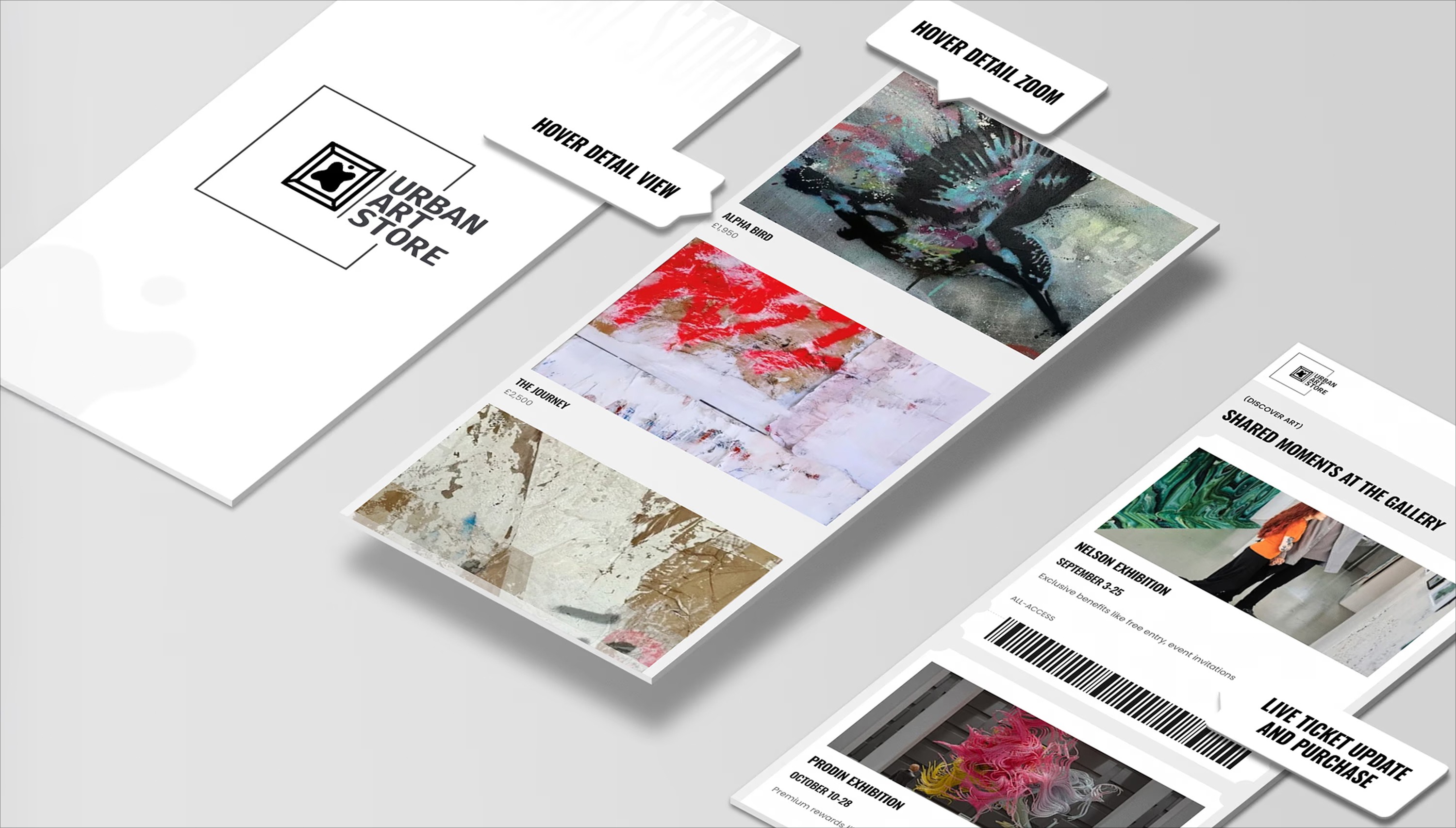 Mobile responsive Urban Art Store website for browsing artwork and enquiries