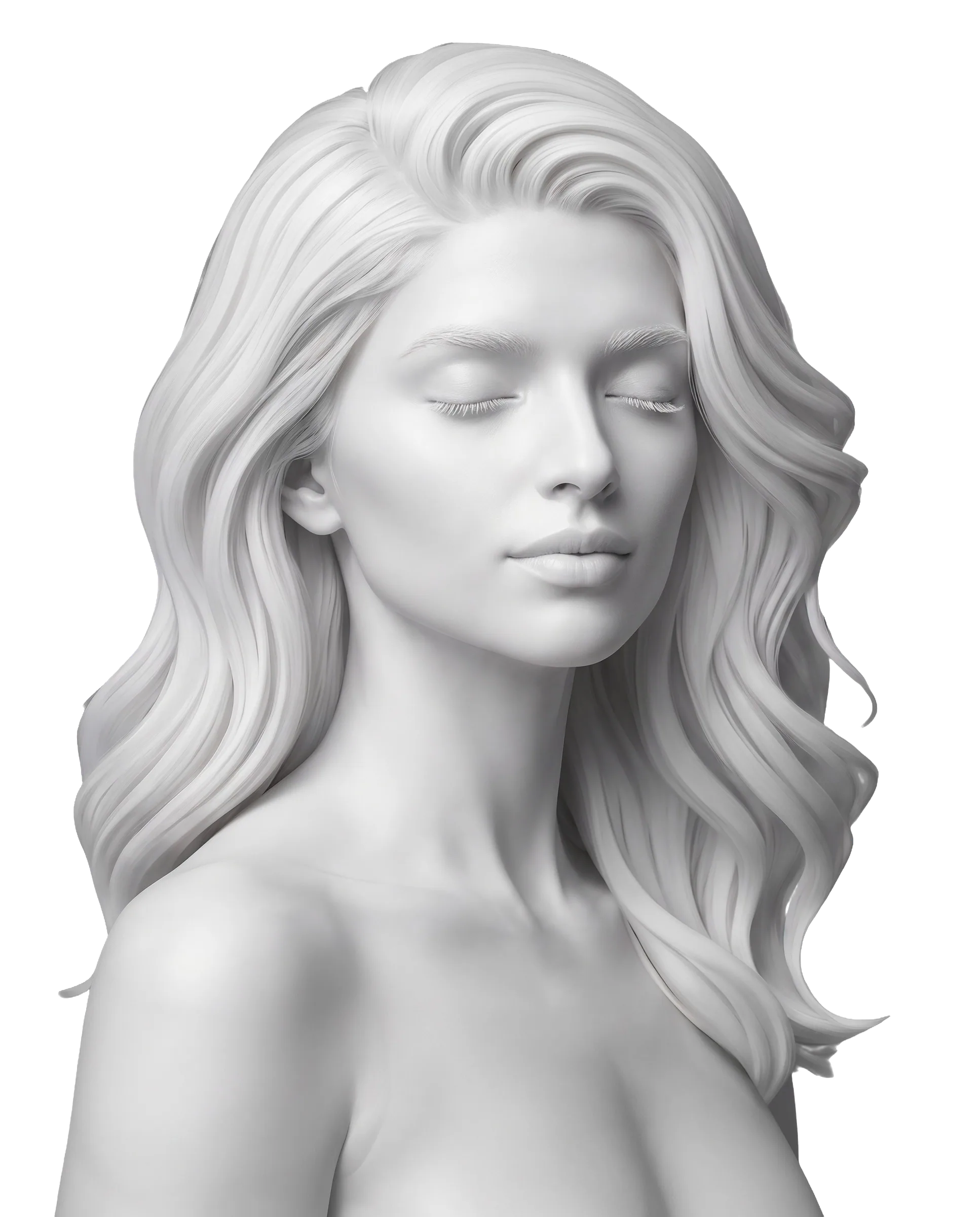 Marble bust, three-quarter view