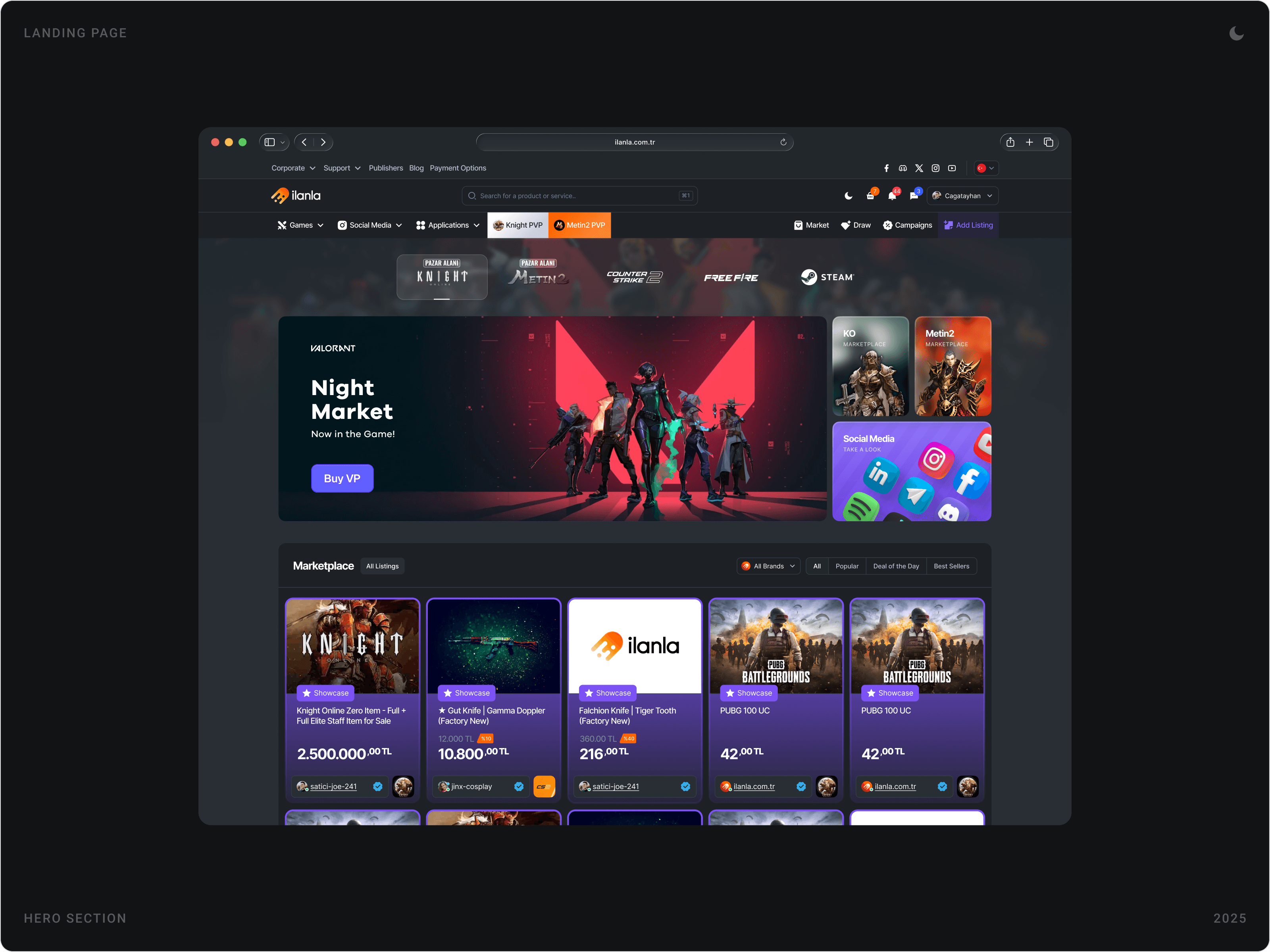 Modern Premium Gaming Marketplace Hero Design