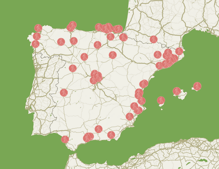 mapa de red de profesores de yoga oncológico