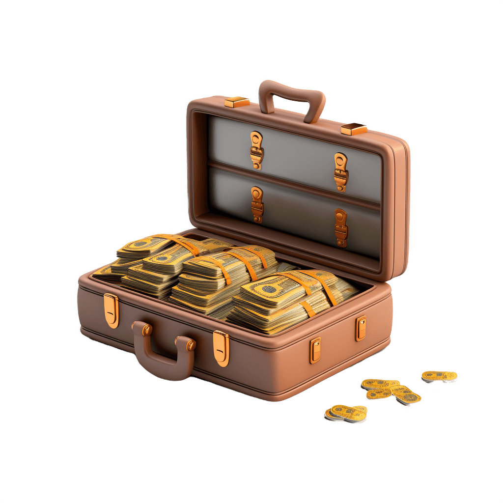 Briefcase with cash 3d icon