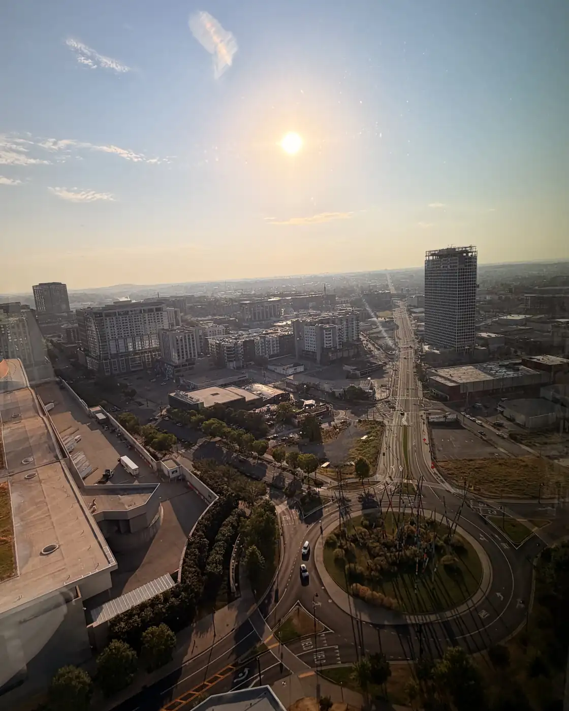 Morning view over south downtown Nashville with a high-rise rising and Korean Veterans Boulevard below, TERAMOK real estate marketing agency Nashville
