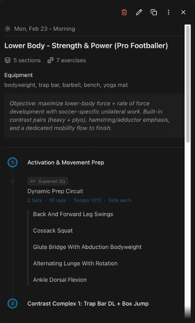 Workourt breakdown showcasing what exercises are in the workout