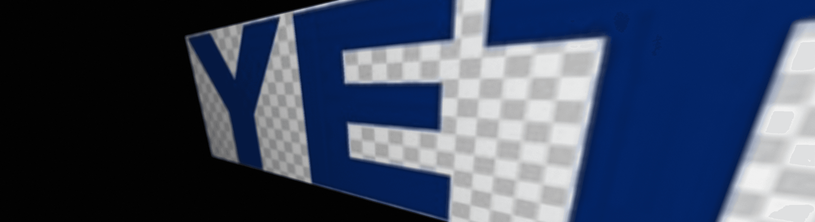 Stylized text reading "YETI" with a mesh texture effect on a dark background.