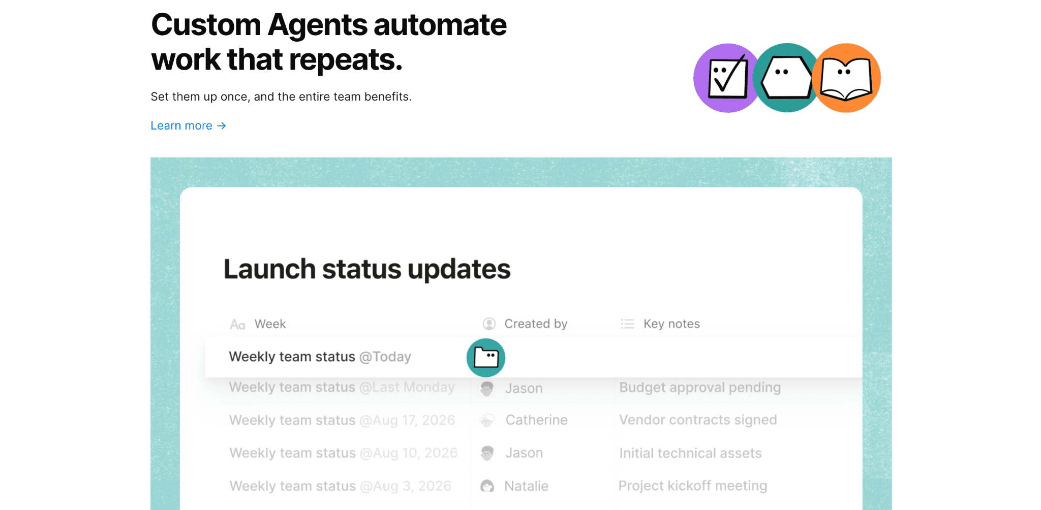 Screenshot of Notion AI landing page