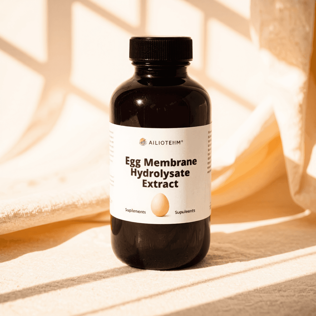 product photography of a bottle of egg membrane hydrolysate extract supplements