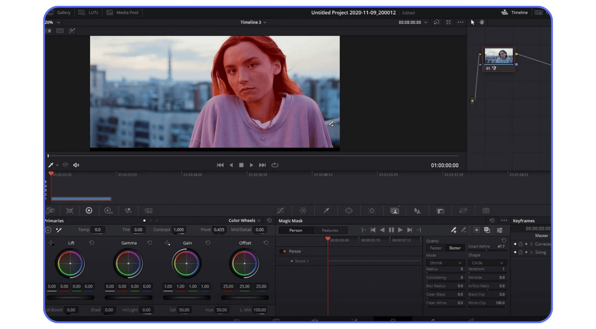 DaVinci Resolve AI Neural Engine analyzing a video clip for object tracking