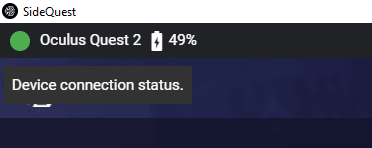 SideQuest device connection status