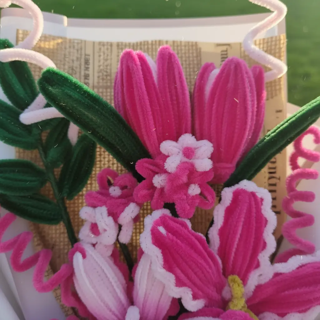 ramo lirios rosado vista de detalle