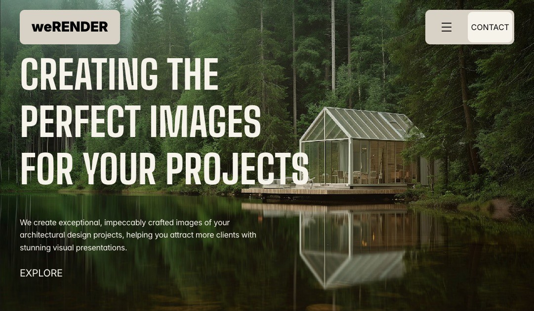 weRENDER is a bold and refined architectural visualization studio and portfolio Framer website template.