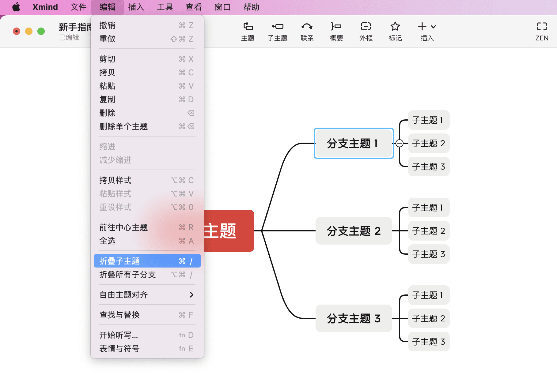思维导图折叠功能展示