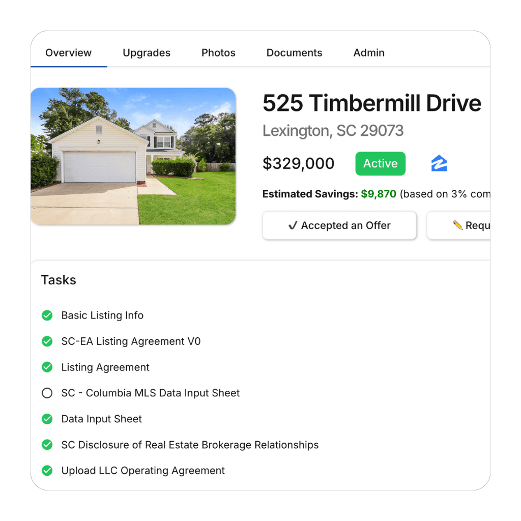 Flat fee broker dashboard showing listings, payments, and title revenue metrics in real time.