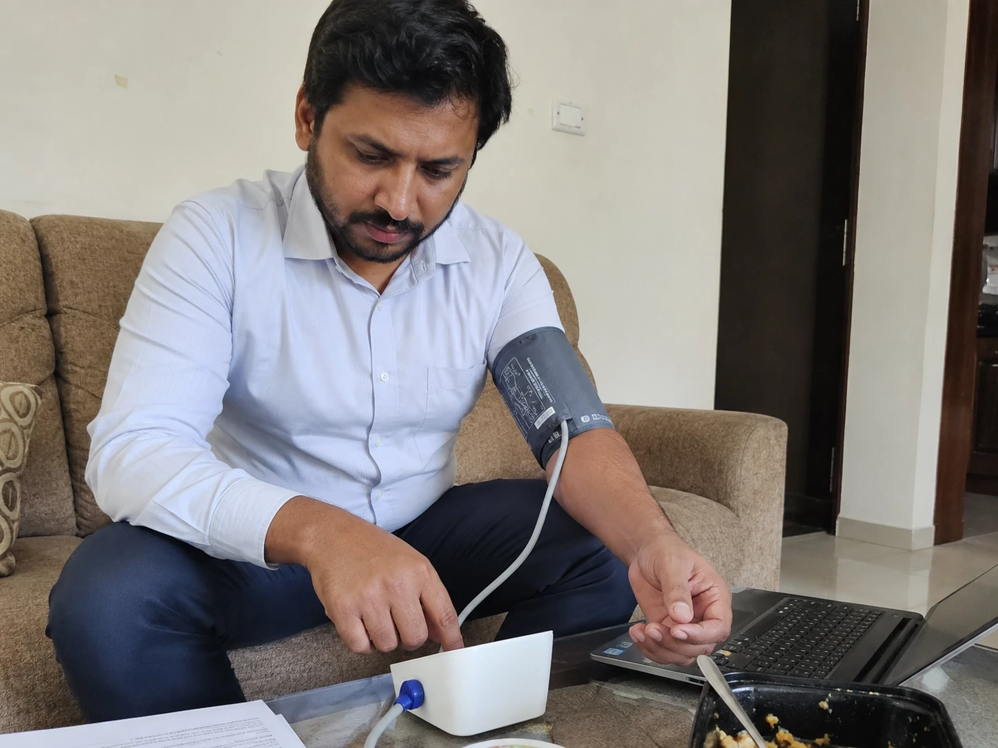 Person checking bp randomly
