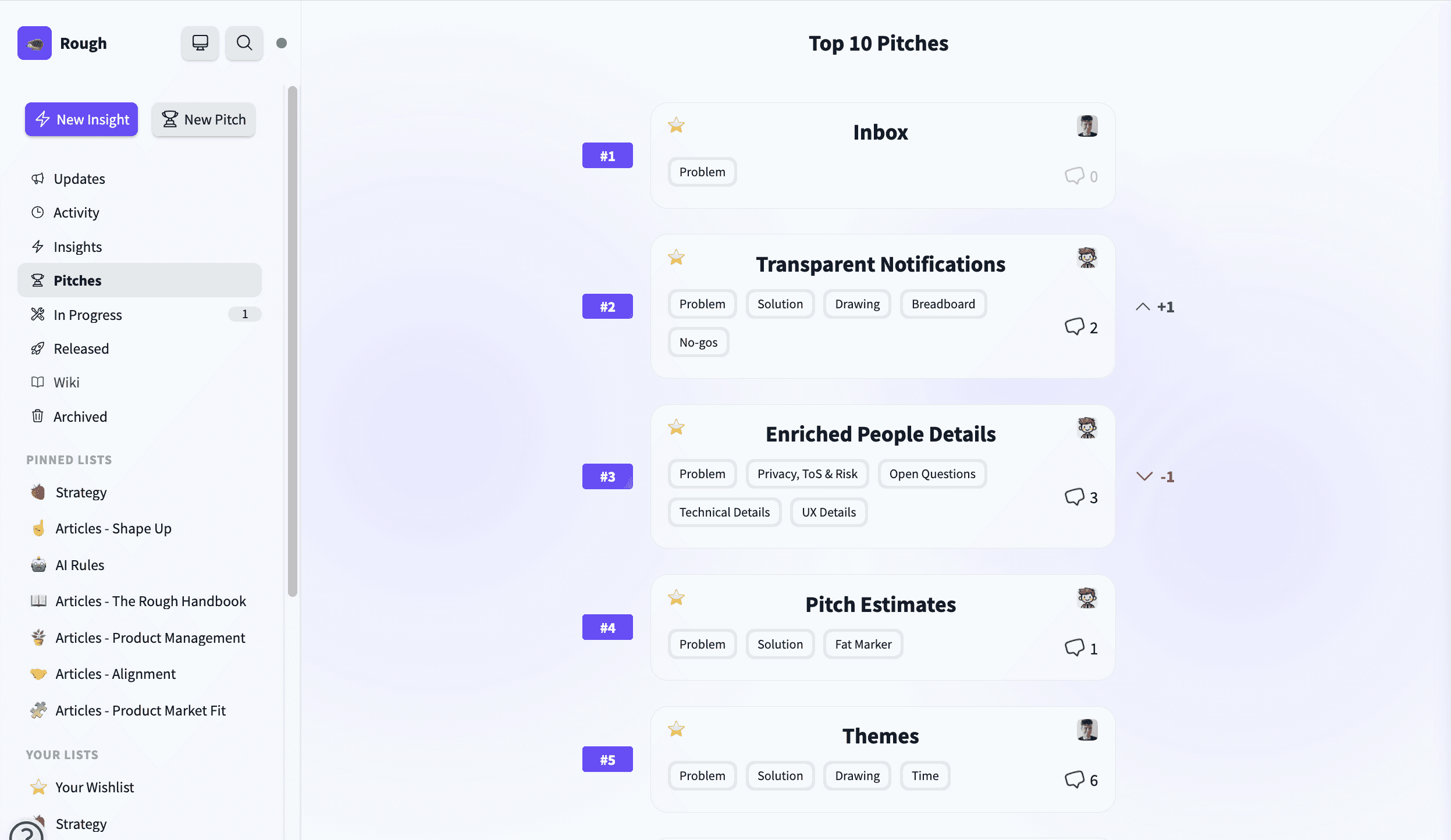 A screenshot of Rough, showing the AI composer adding labels to insights