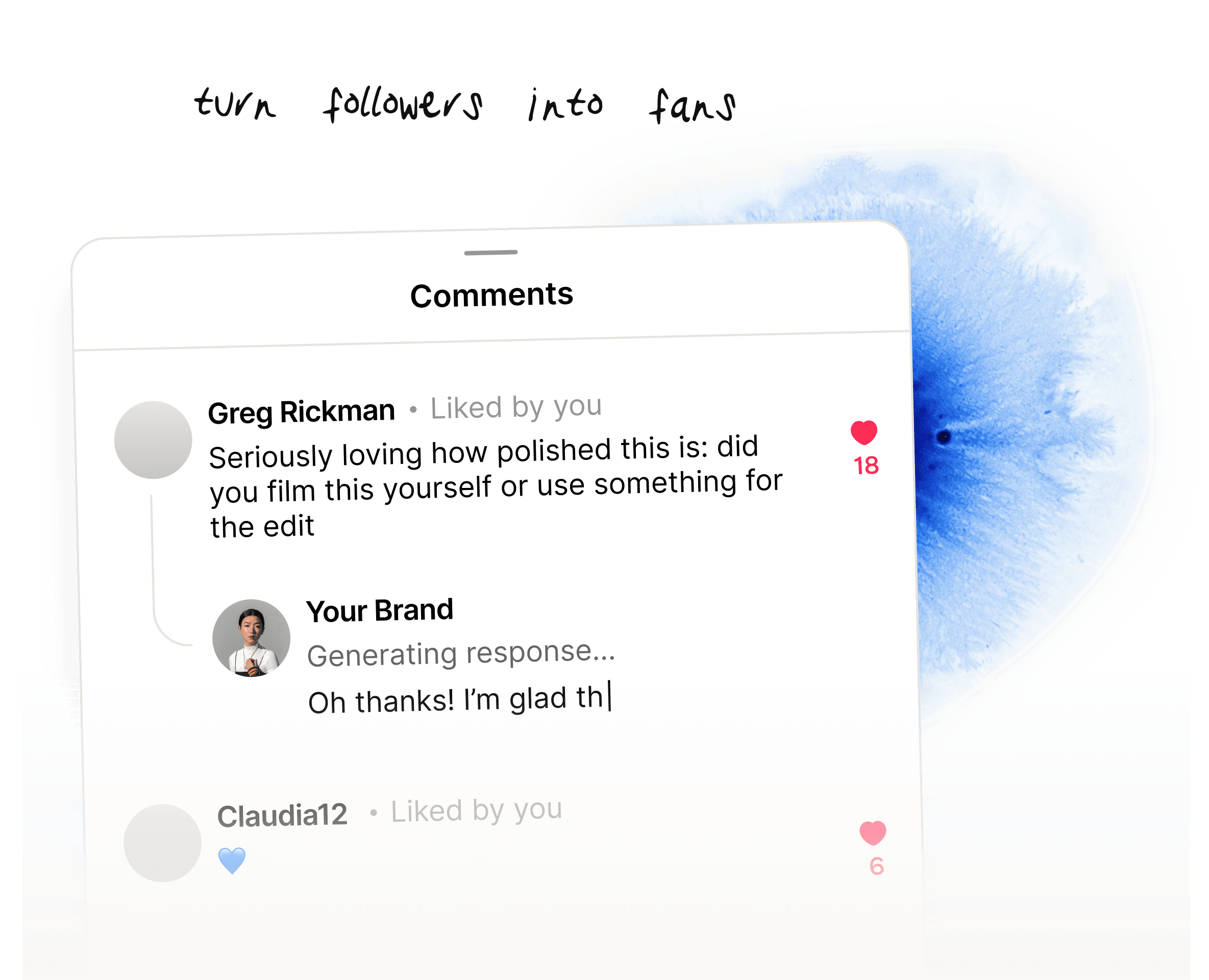 A digital interface showcasing a personal branding message with an option to customize settings.