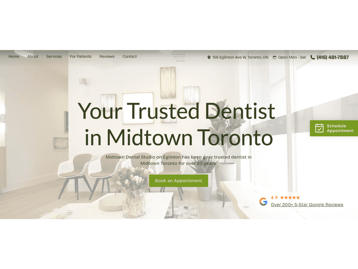 Midtown Dental Studio on Eglinton Website Homepage
