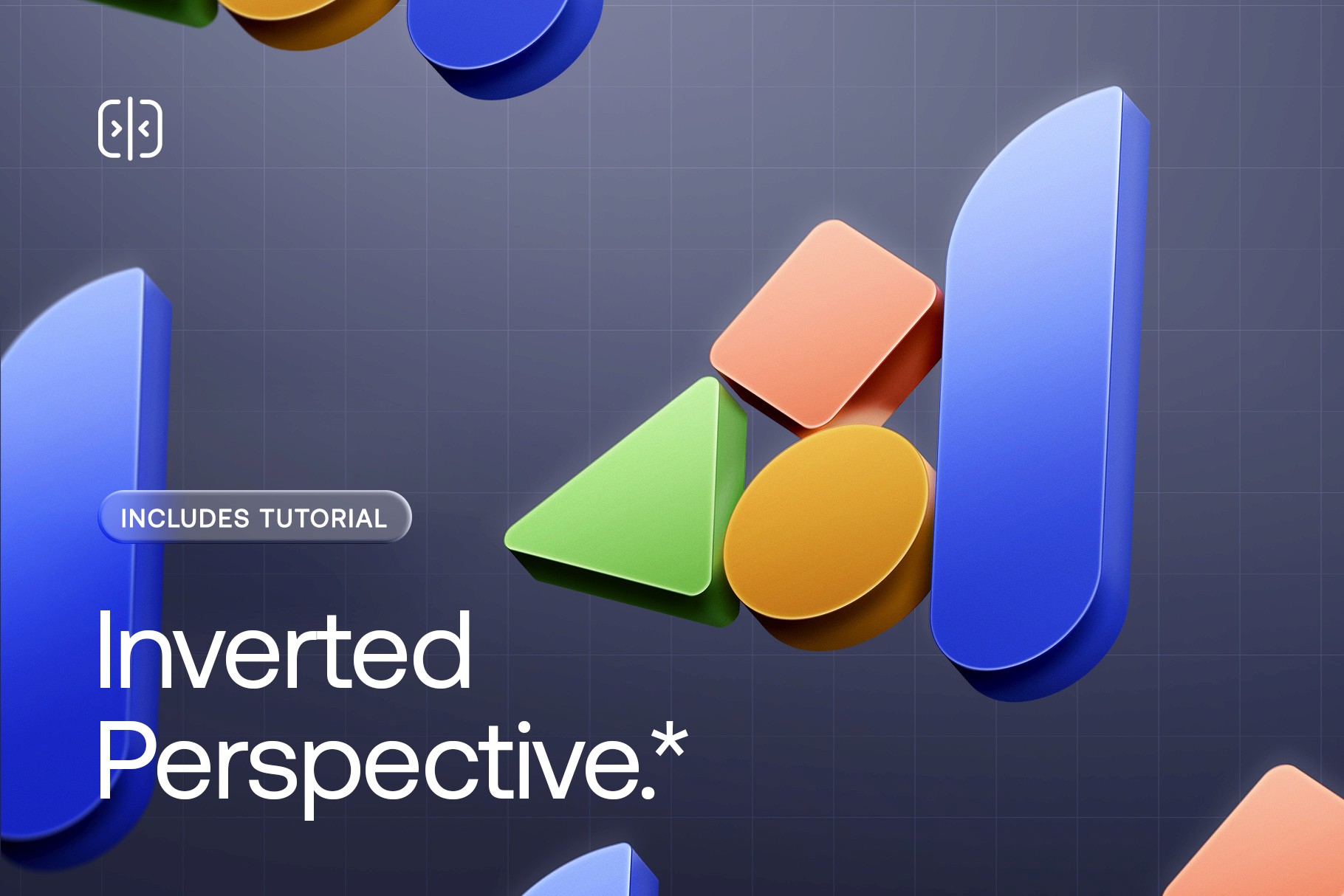 Abstract 3D shapes with an inverted perspective, showcasing unique angle options for mockups.