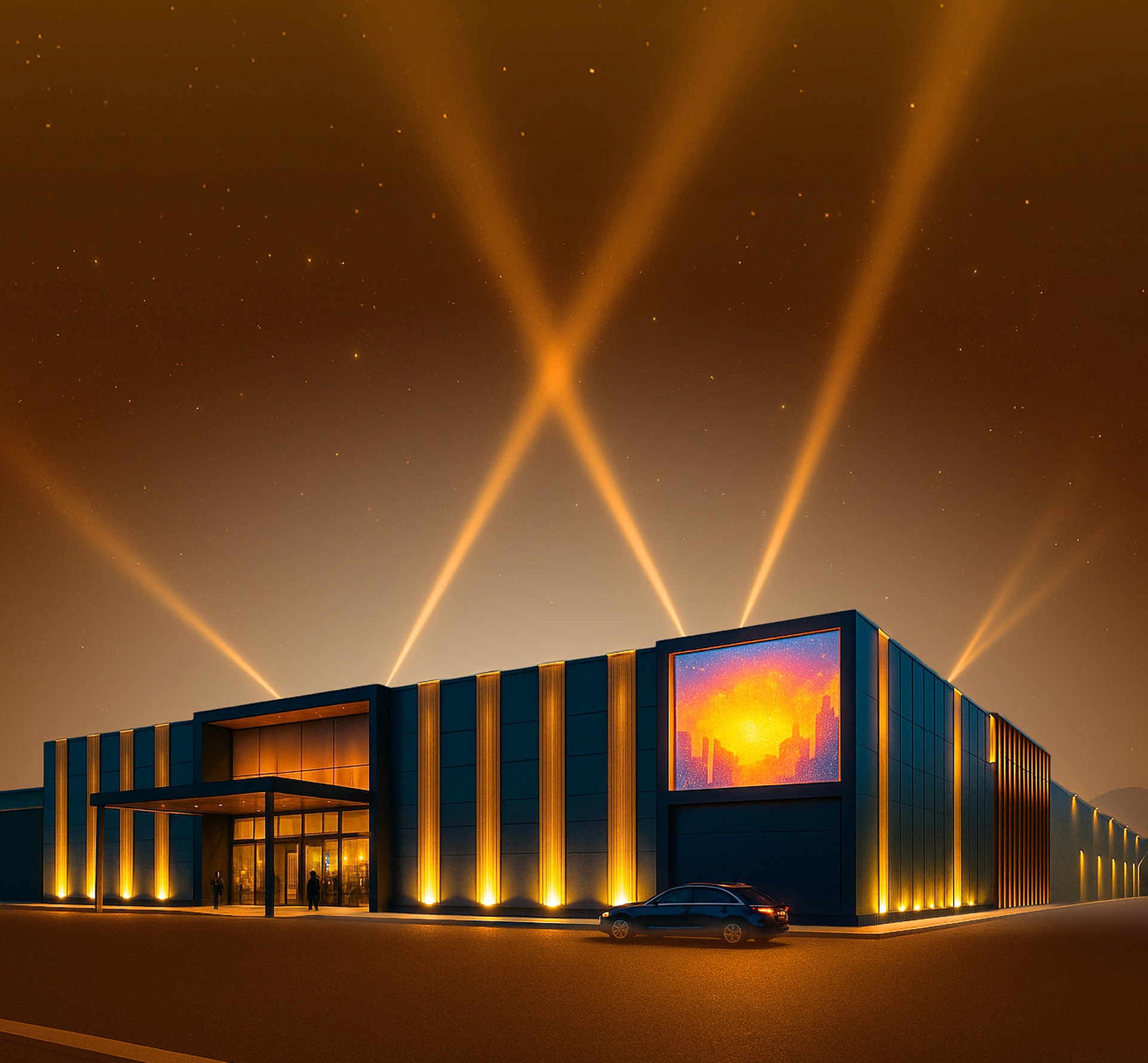 An group of male and female, young asian models wearing cocktail outfits smile and lean forward at a glowing craps table, frozen in the moment just as the two dice fly toward the camera — dramatic motion blur on the red dice in the foreground, neon edge lighting along the table, atmosphere buzzing with excitement and luxury, commercial lighting, shallow depth of field