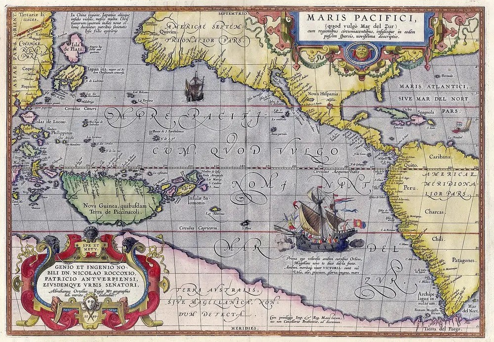 Maris Pacifici, Abraham Ortelius, 1589. Public domain.