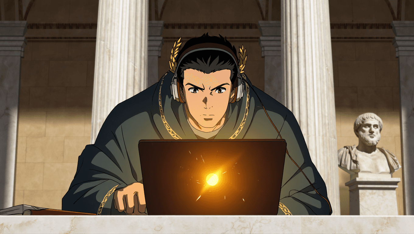 Student engaging with an AI learning app on a laptop