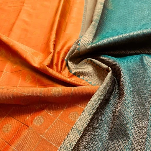 Fanta Orange Semi Kanchivaram Art Silk Saree