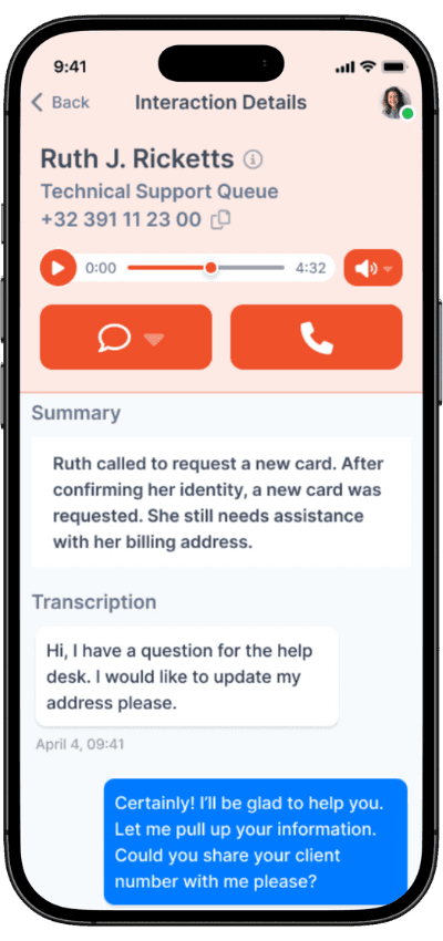 Mobile app for Genesys Cloud recordings and transcriptions