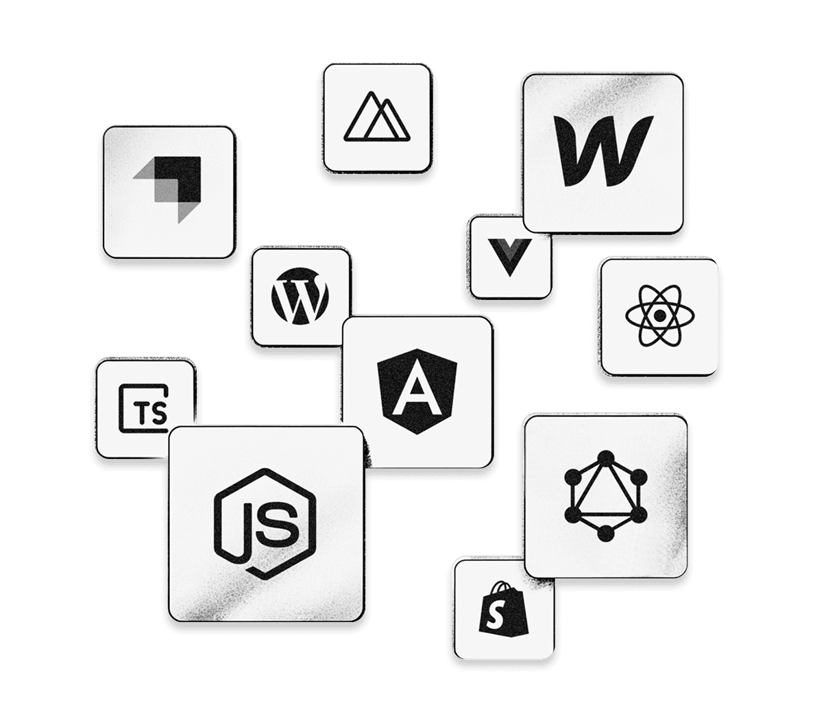 Graphical collage of web technology icons