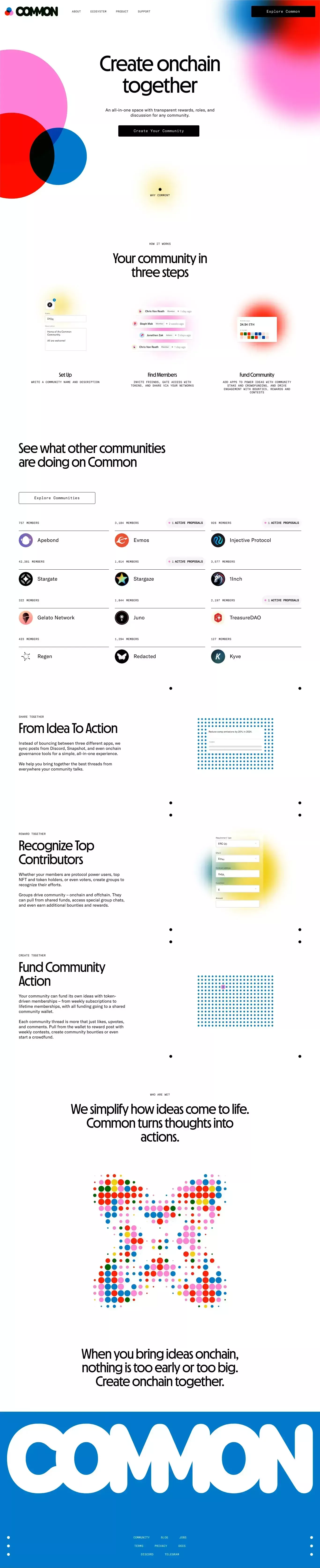 Common landing page screenshot showcasing Tech and NFT / Crypto / Web3 design