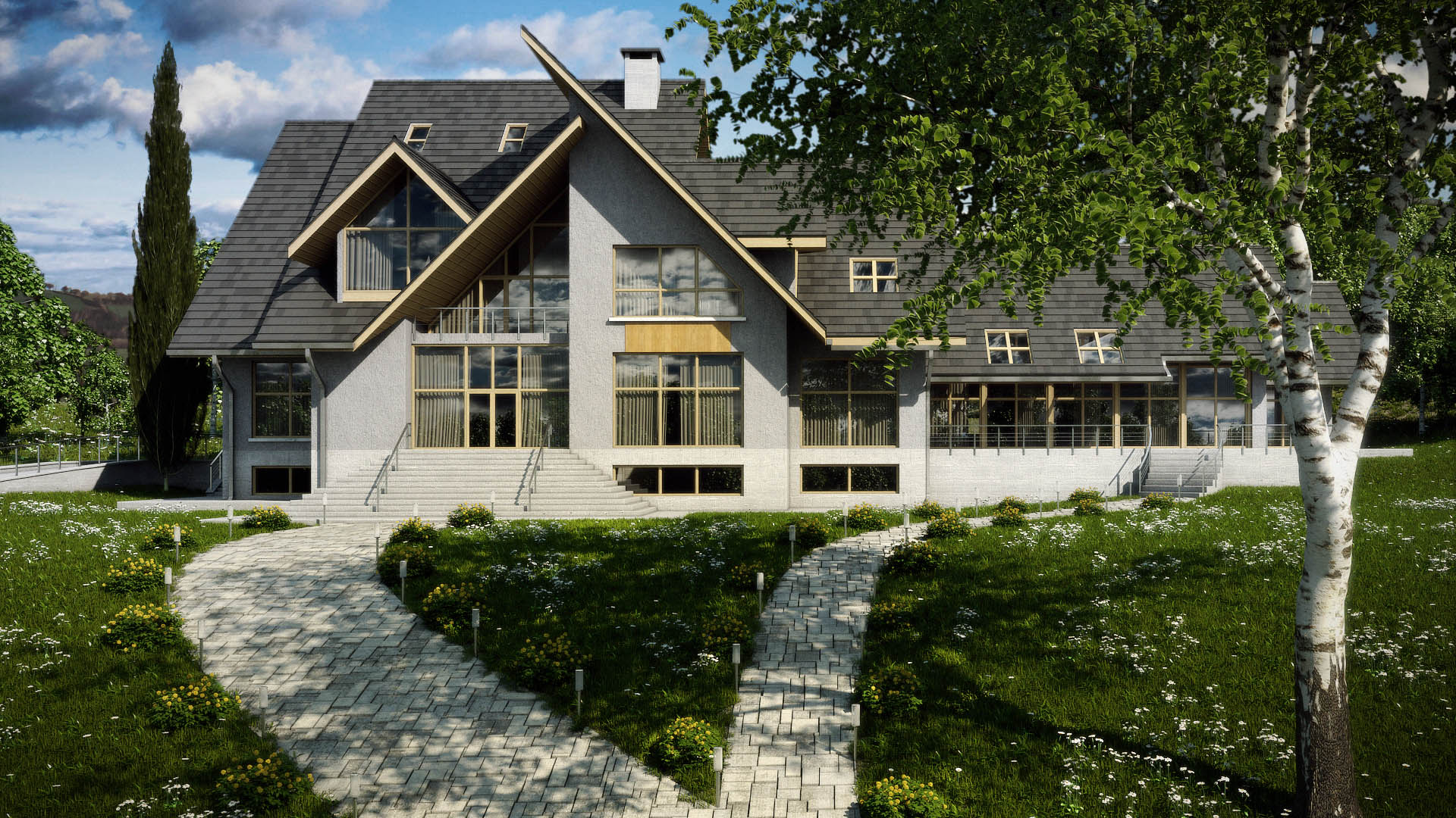 Contemporary kitchen Arch Vis - 3d Visualization scene.