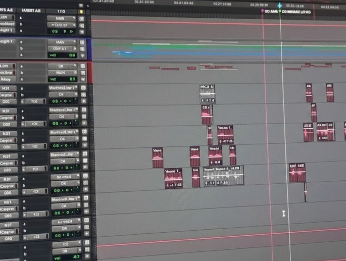 Mixing buttons in a recording studio
