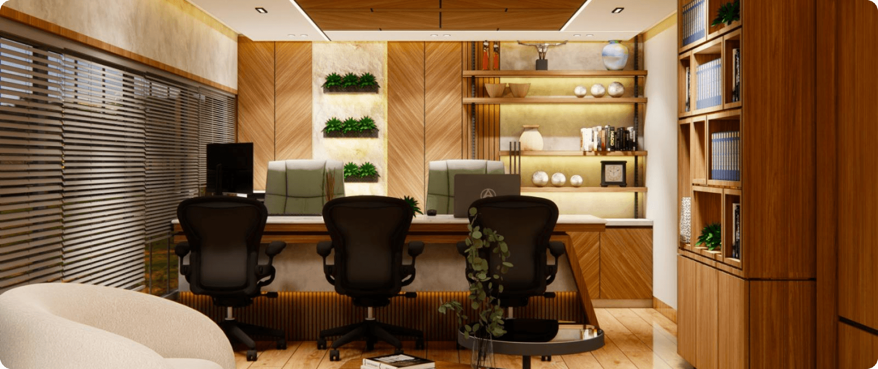 An office design and visualization of the head office of Shree Geeta Gears Manufacturers.