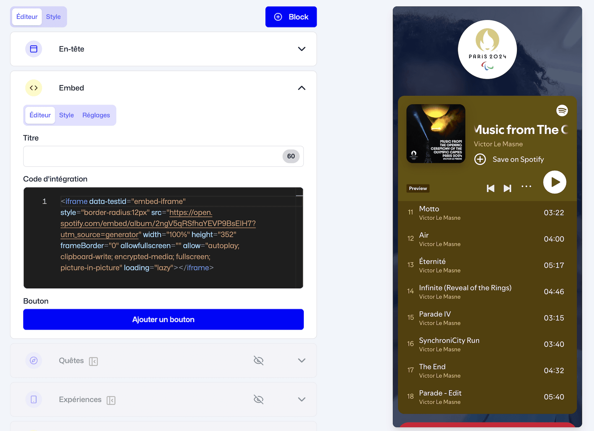 Fanzone - Block Embed