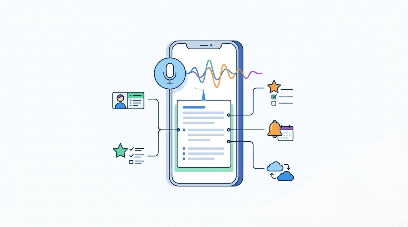 Habsy automatically transcribing a voice note into searchable lead context attached to a contact record.