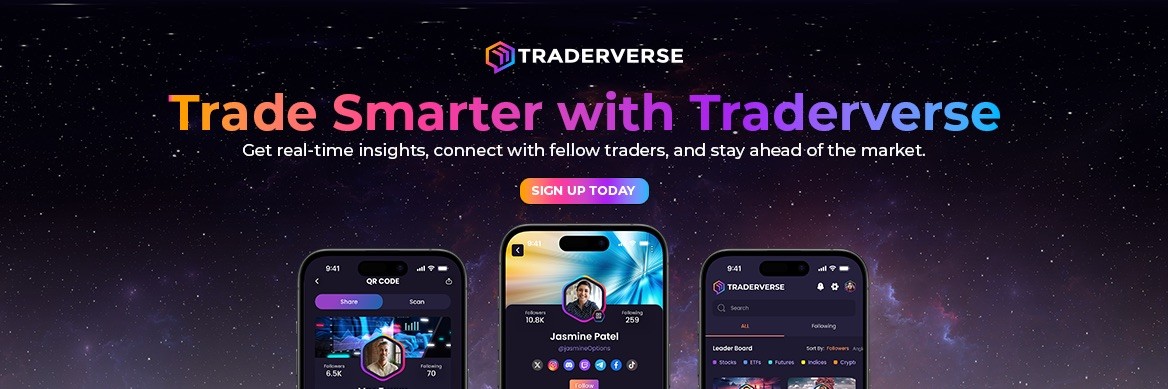 "Trade Smarter with Traderverse" dark blue digital marketing banner