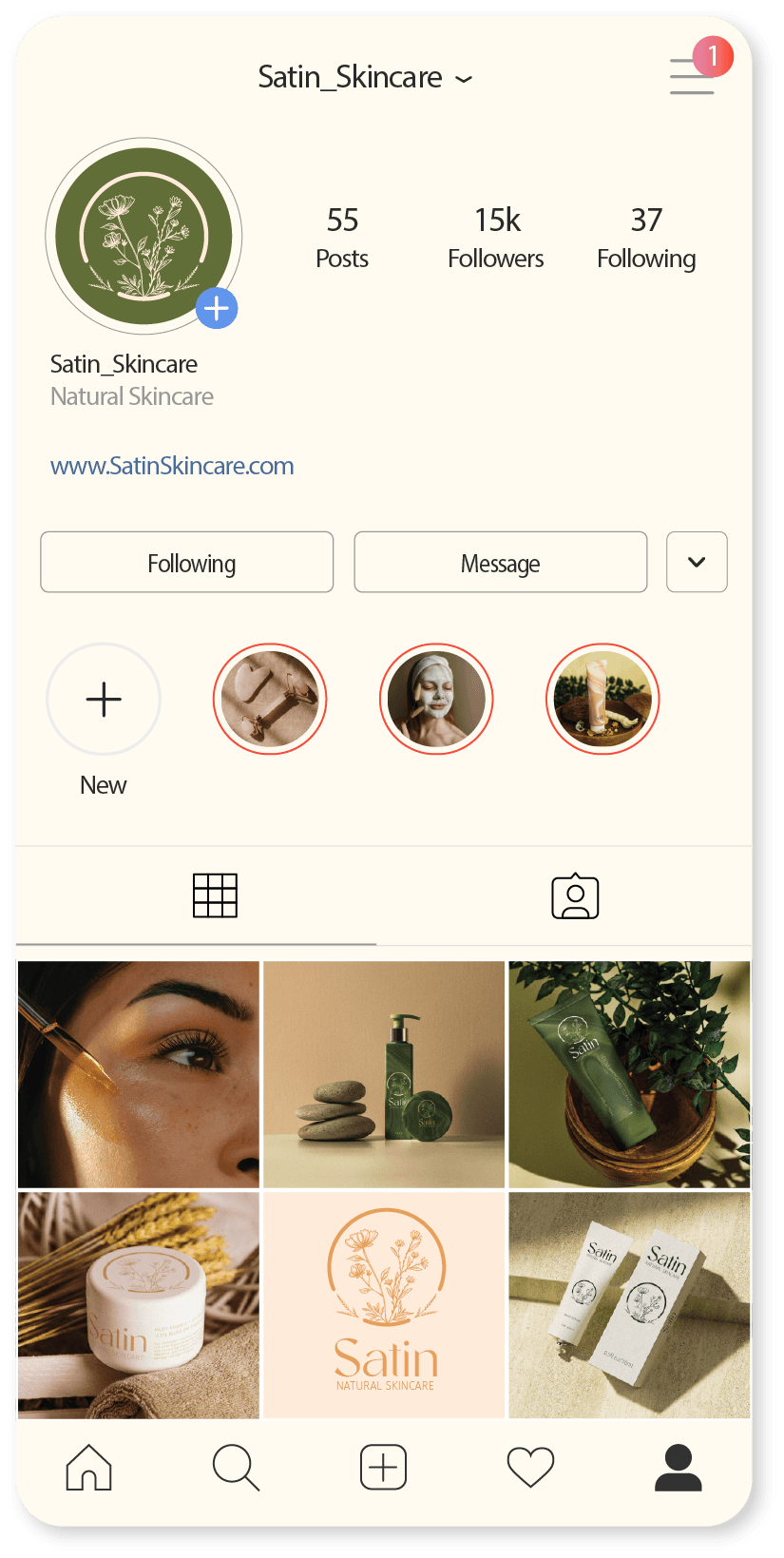 skincare brand instagram page