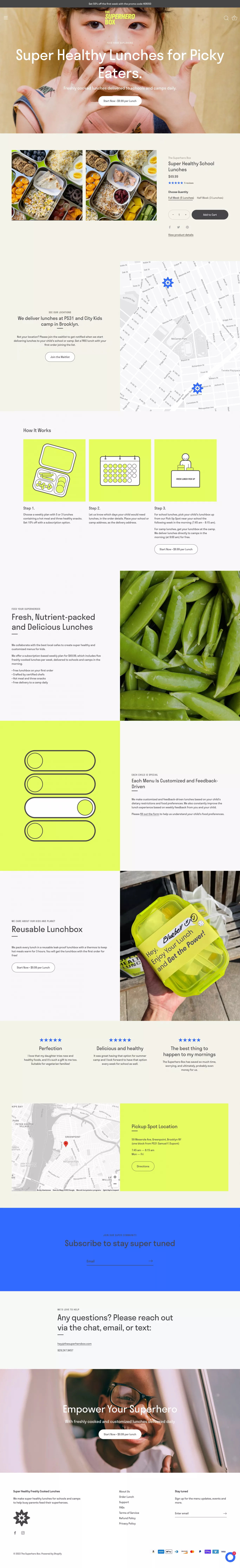 Super Healthy Customized Lunches for Sch ecommerce page screenshot showcasing Food & Drinks and Ecommerce design