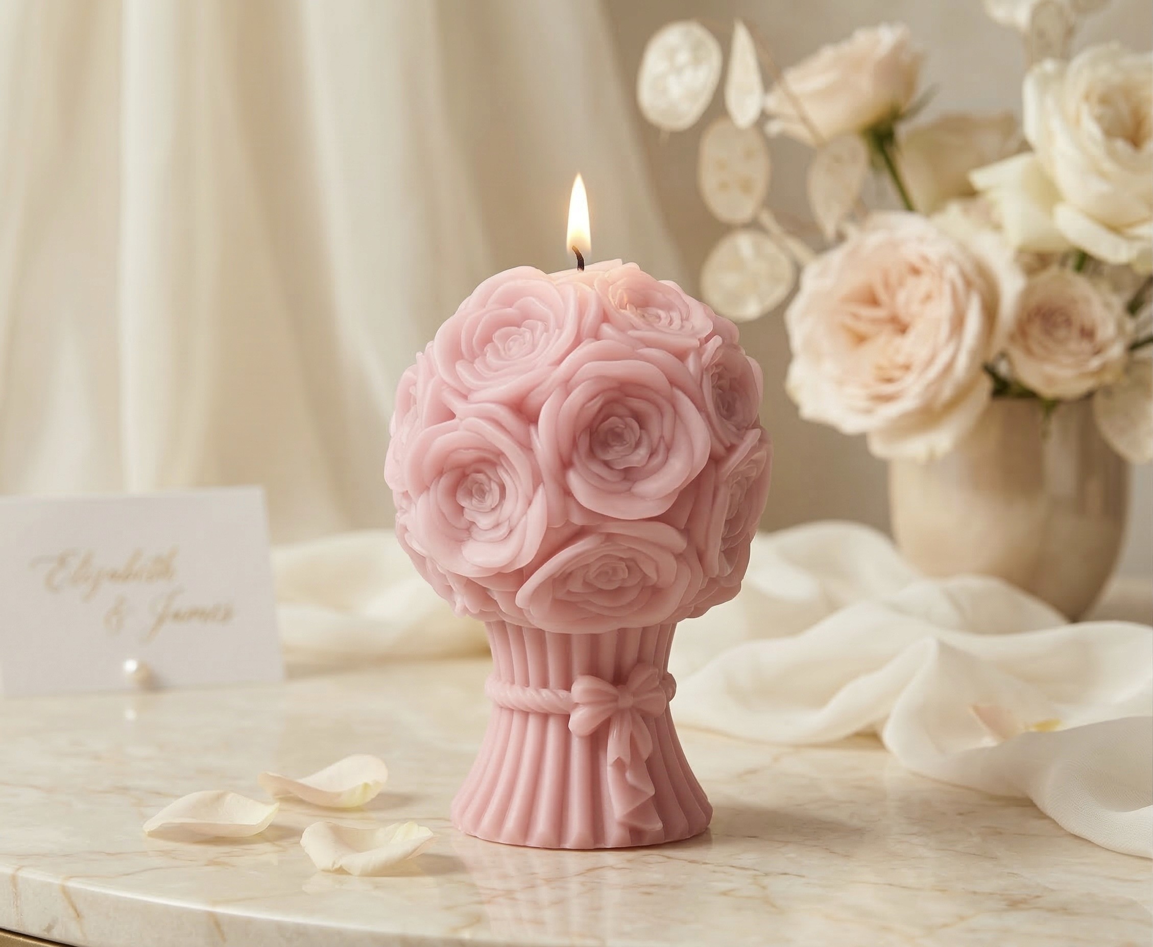 custom pillar candle bouquet wedding gift