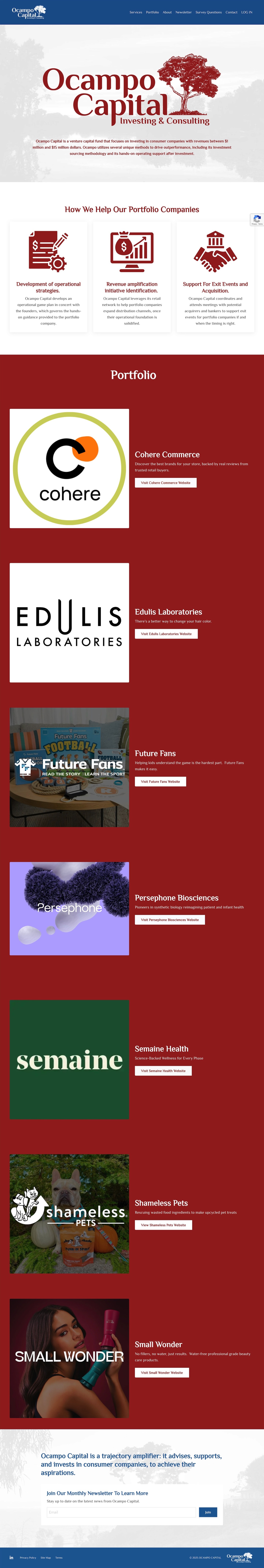 Ocampo Capital Website Portfolio Page