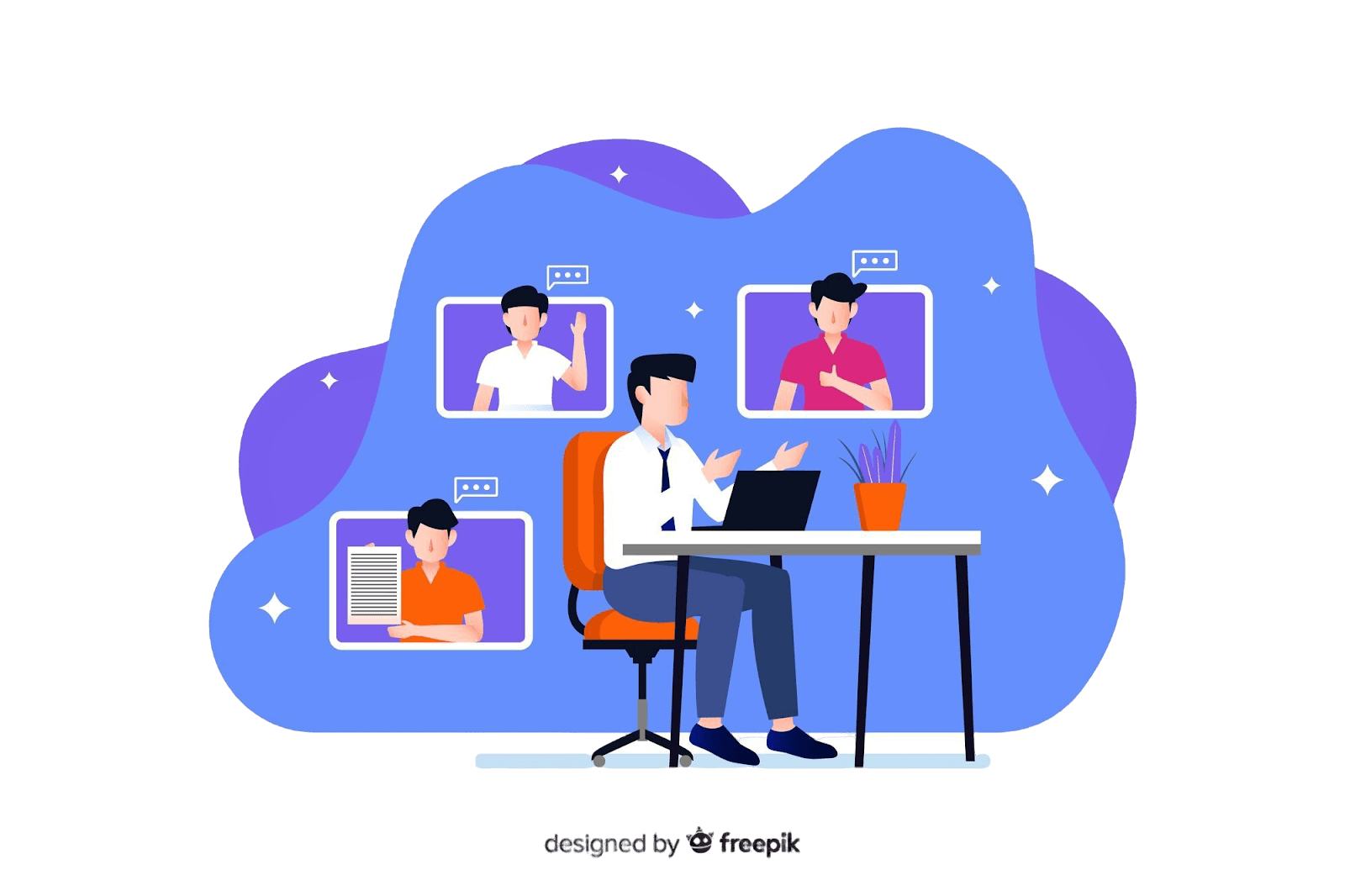 vector image of employees working