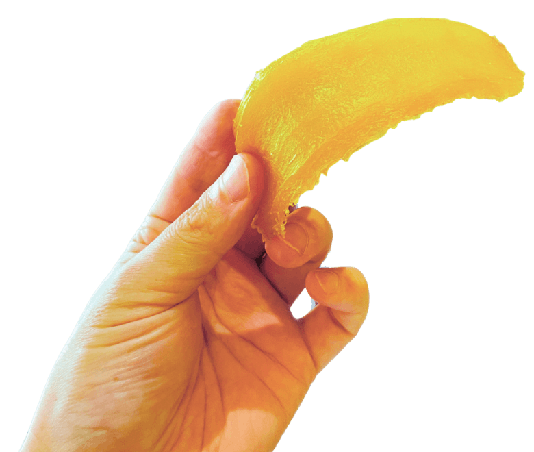 hand holding a piece of hoshi imo