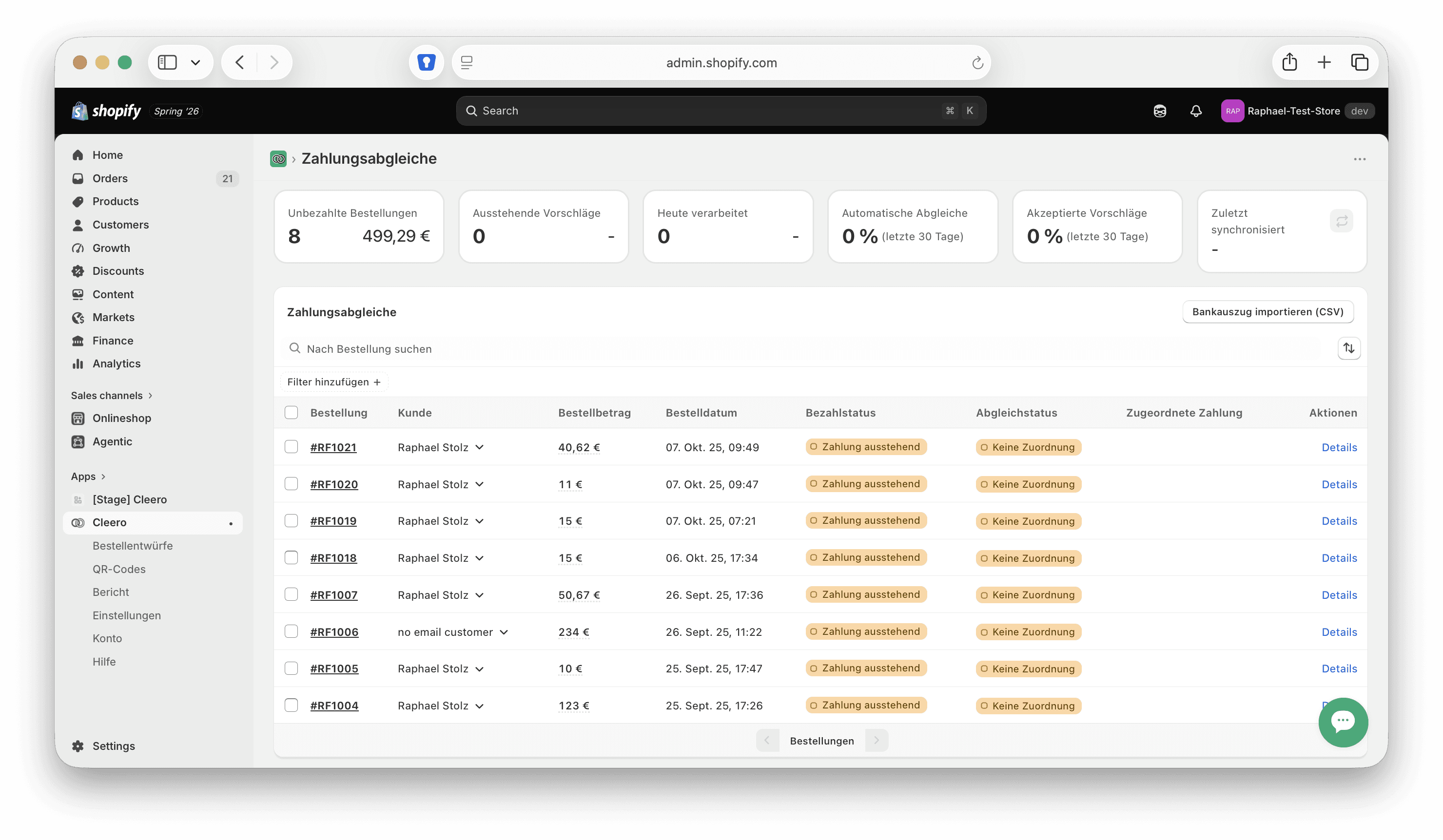 Cleero App Screenshot Dashboard