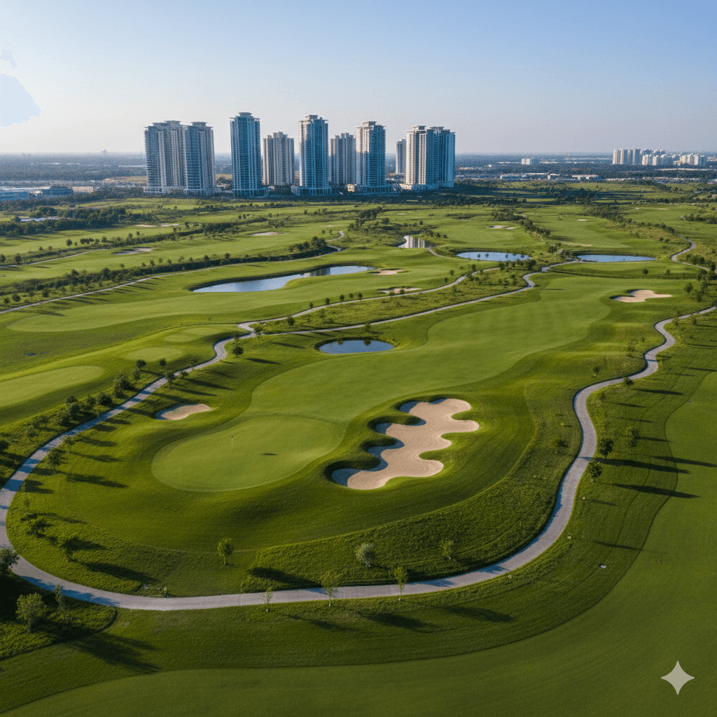 M3M Golf Mansions Sector 65 Gurugram golf course aerial view.