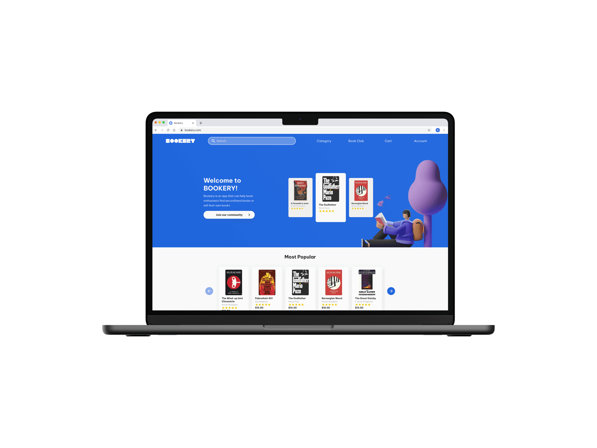 Bookery laptop mockup