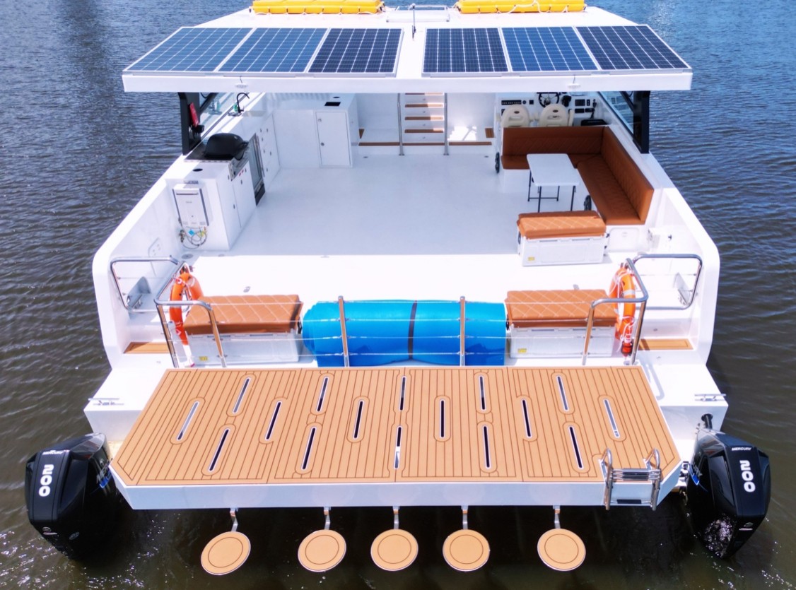Boat docked in marina