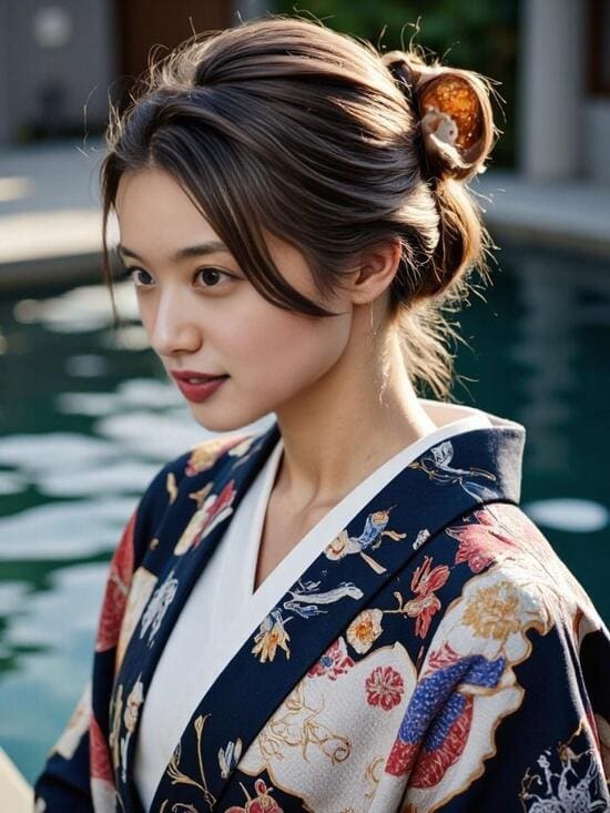 kimono girl portrait after face swap